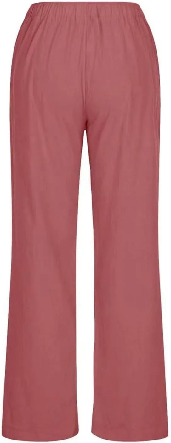 Gauze Pants for Women Casual Summer Casual Summer Wide Leg Boho Beach Pants Relaxed Loose Fit Elastic Lightweight Trousers