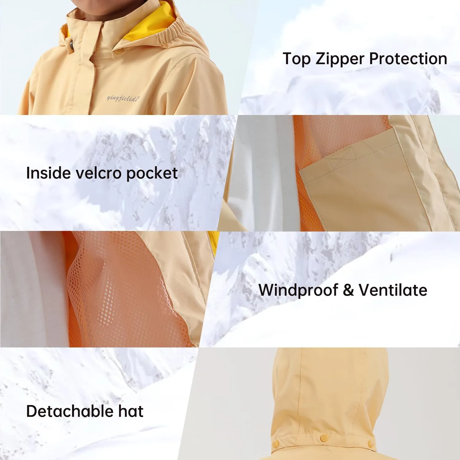 Girls Boys Rain Jackets, Lightweight Waterproof Kids Rain Coats with Hood Windbreakers for Kids