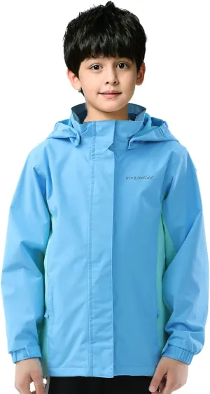 Girls Boys Rain Jackets, Lightweight Waterproof Kids Rain Coats with Hood Windbreakers for Kids
