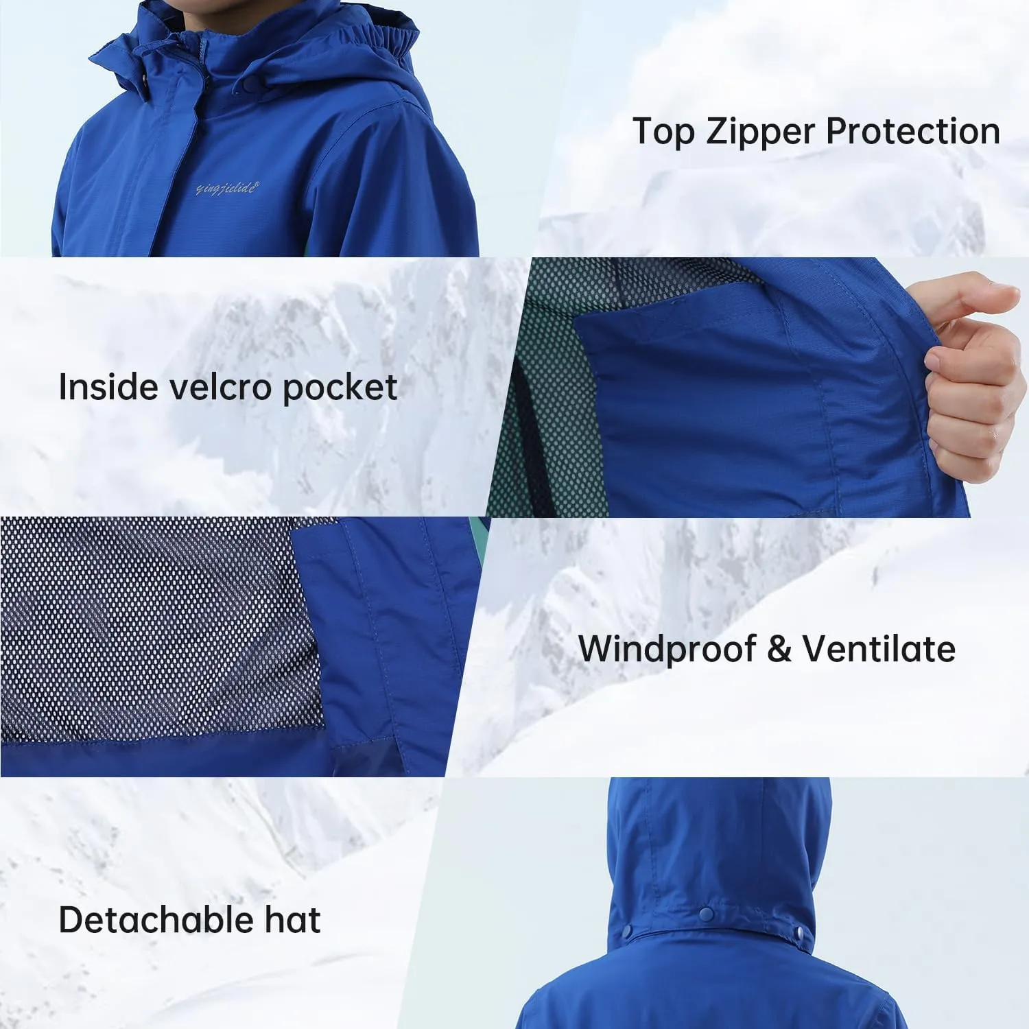 Girls Boys Rain Jackets, Lightweight Waterproof Kids Rain Coats with Hood Windbreakers for Kids