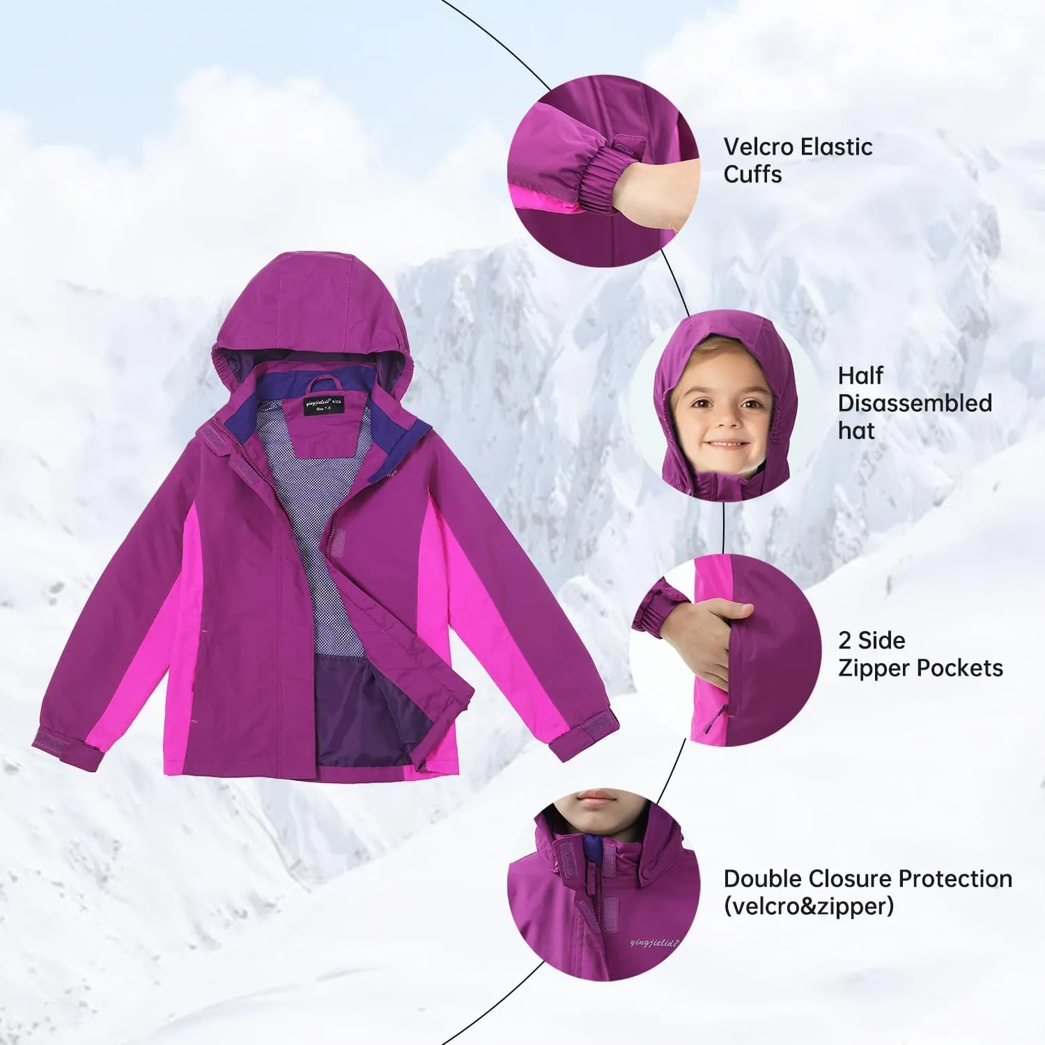 Girls Boys Rain Jackets, Lightweight Waterproof Kids Rain Coats with Hood Windbreakers for Kids