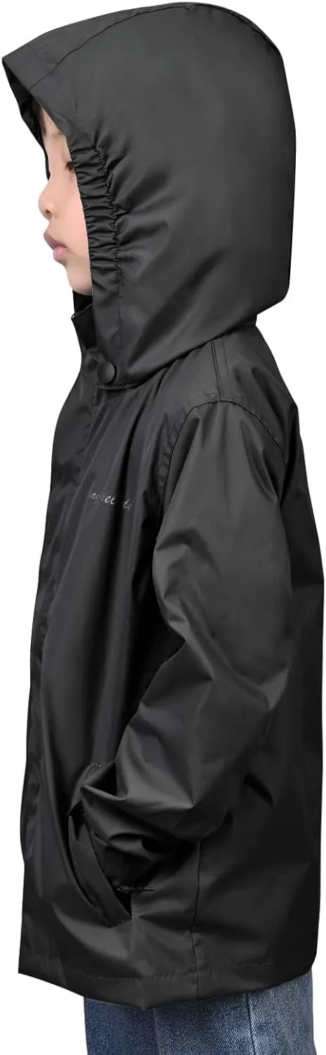 Girls Boys Rain Jackets, Lightweight Waterproof Kids Rain Coats with Hood Windbreakers for Kids