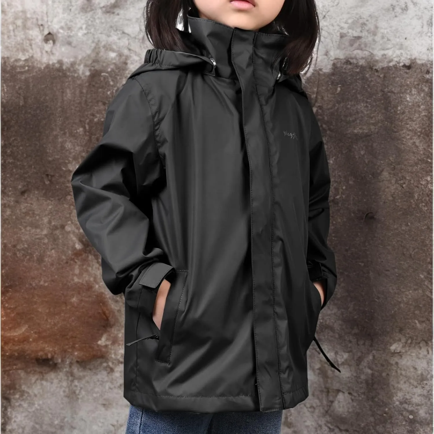 Girls Boys Rain Jackets, Lightweight Waterproof Kids Rain Coats with Hood Windbreakers for Kids