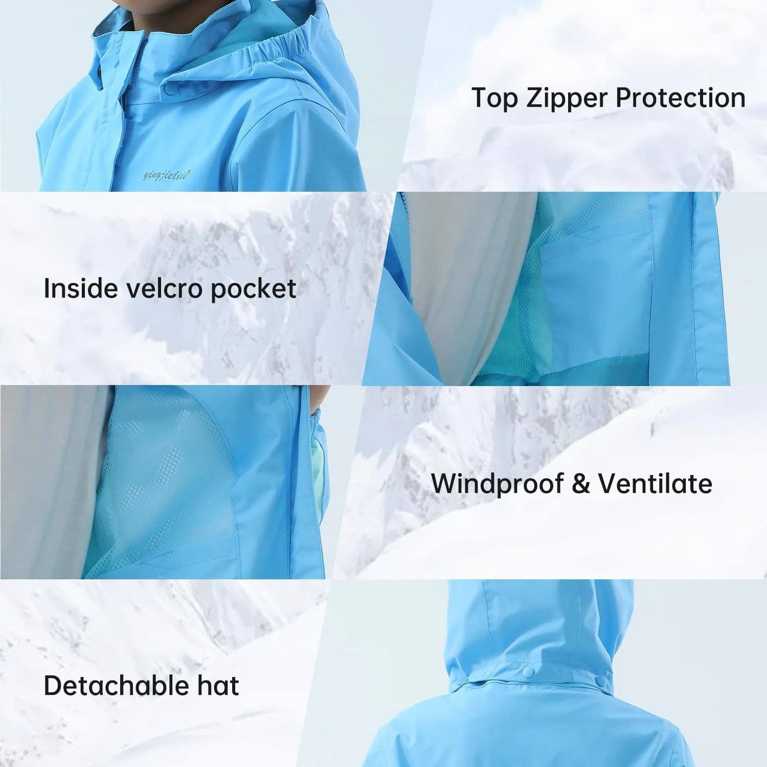 Girls Boys Rain Jackets, Lightweight Waterproof Kids Rain Coats with Hood Windbreakers for Kids