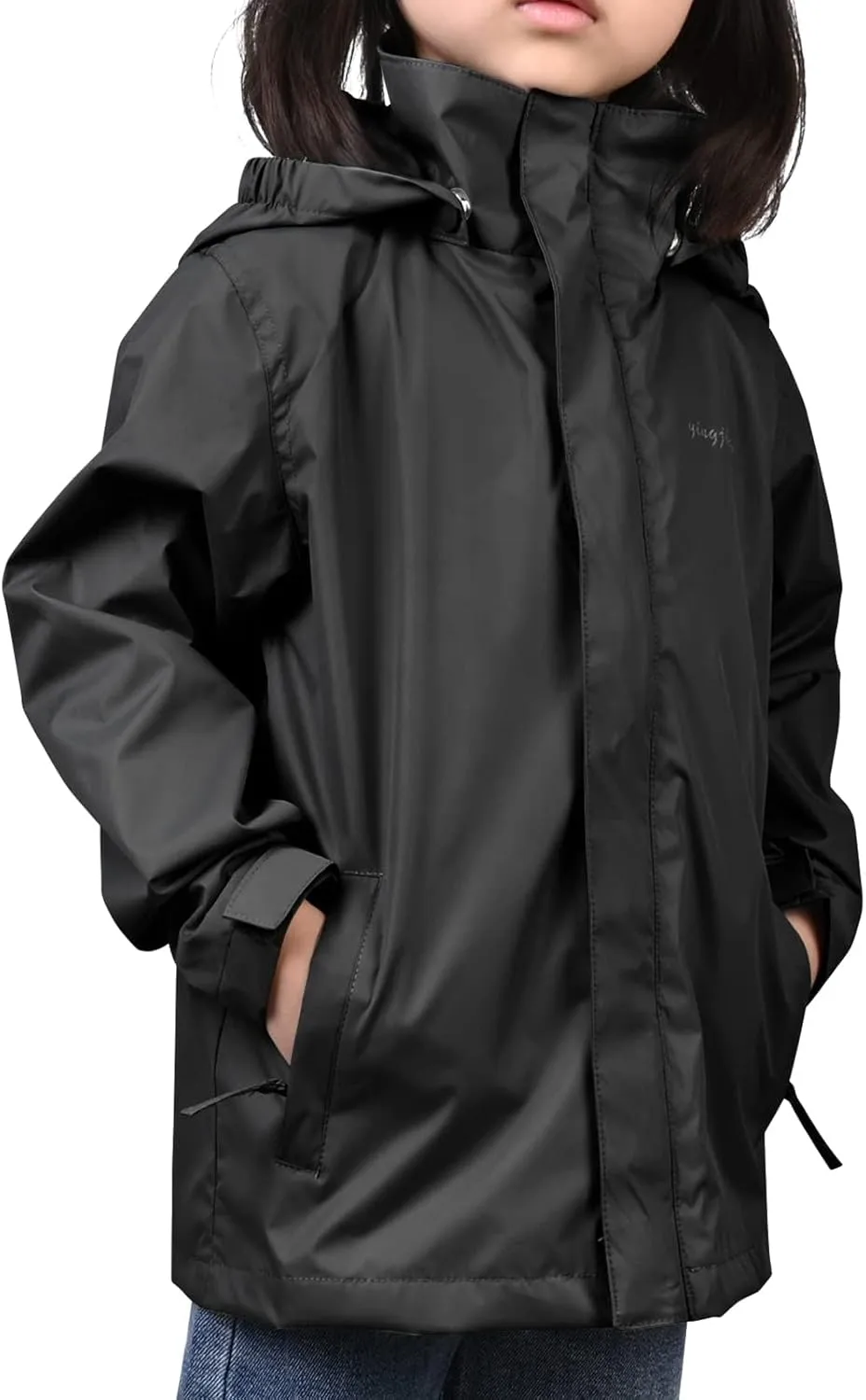 Girls Boys Rain Jackets, Lightweight Waterproof Kids Rain Coats with Hood Windbreakers for Kids
