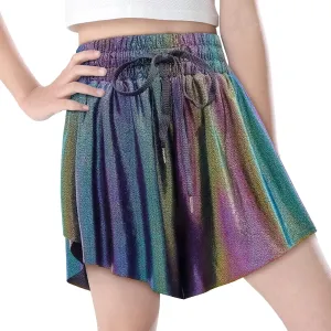 Girls Butterfly Shorts Sparkle Flowy Athletic Shorts for Girls Gym Skorts 2-in-1 Skirt for Kids Preppy Clothes