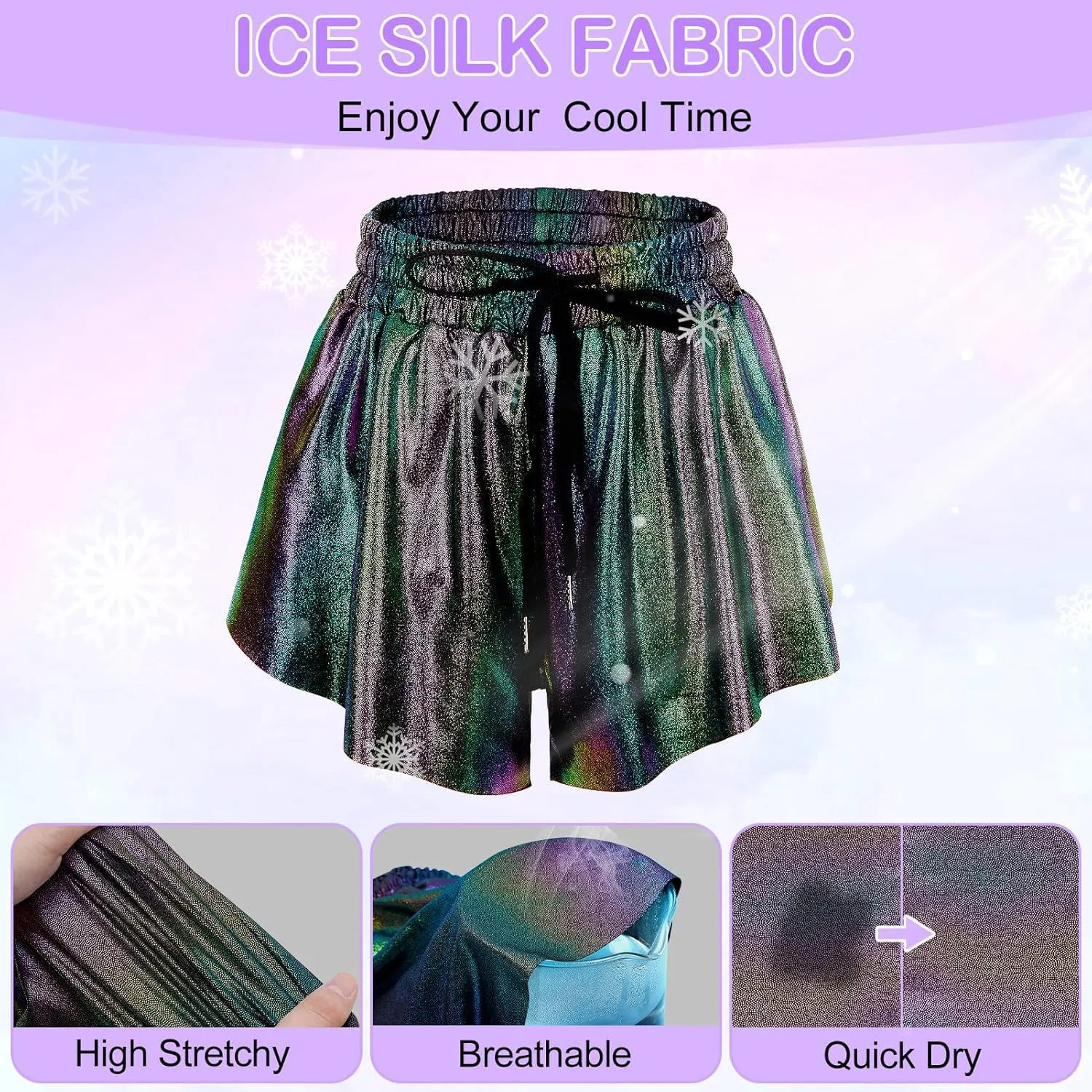 Girls Butterfly Shorts Sparkle Flowy Athletic Shorts for Girls Gym Skorts 2-in-1 Skirt for Kids Preppy Clothes