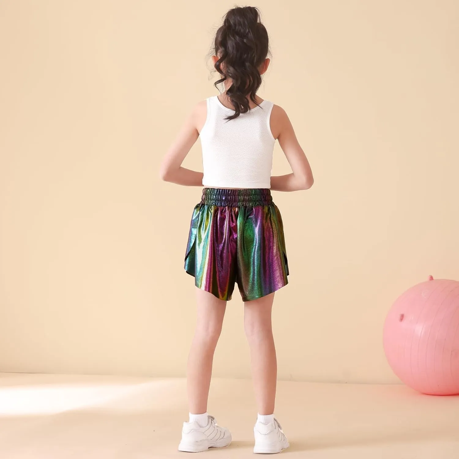 Girls Butterfly Shorts Sparkle Flowy Athletic Shorts for Girls Gym Skorts 2-in-1 Skirt for Kids Preppy Clothes