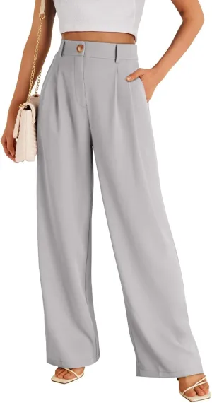 GLIENST Womens Wide Leg Dress Pants High Waisted Long Flowy Casual Dressy Trousers with Pockets