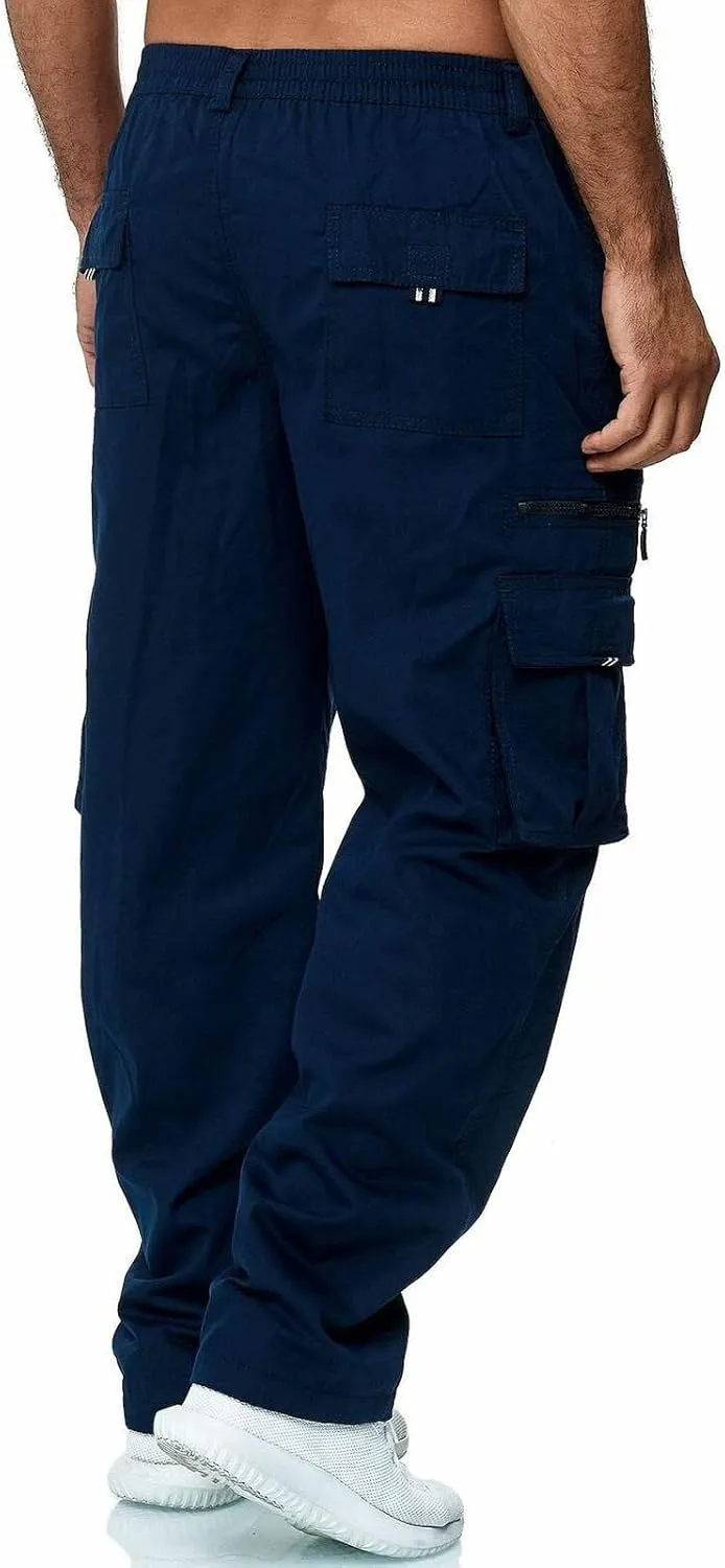 GOFULY Cargo Pants for Men Relaxed Fit Stretch Baggy Sweatpants Multi Pockets Big and Tall Pants Lightweight Trousers Fashion