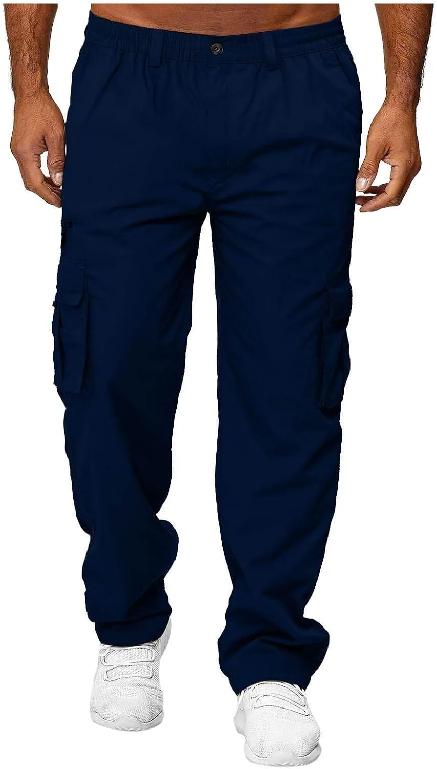 GOFULY Cargo Pants for Men Relaxed Fit Stretch Baggy Sweatpants Multi Pockets Big and Tall Pants Lightweight Trousers Fashion
