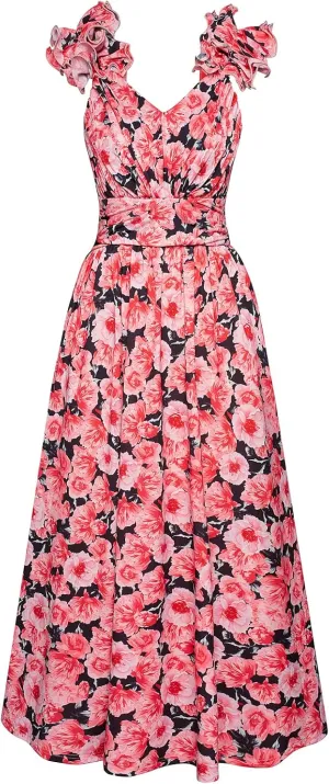 GRACE KARIN 2025 Women's Summer Floral Print Dress Sleeveless Casual Flowy Sundress A Line Ruffle Wedding Guest Outfit