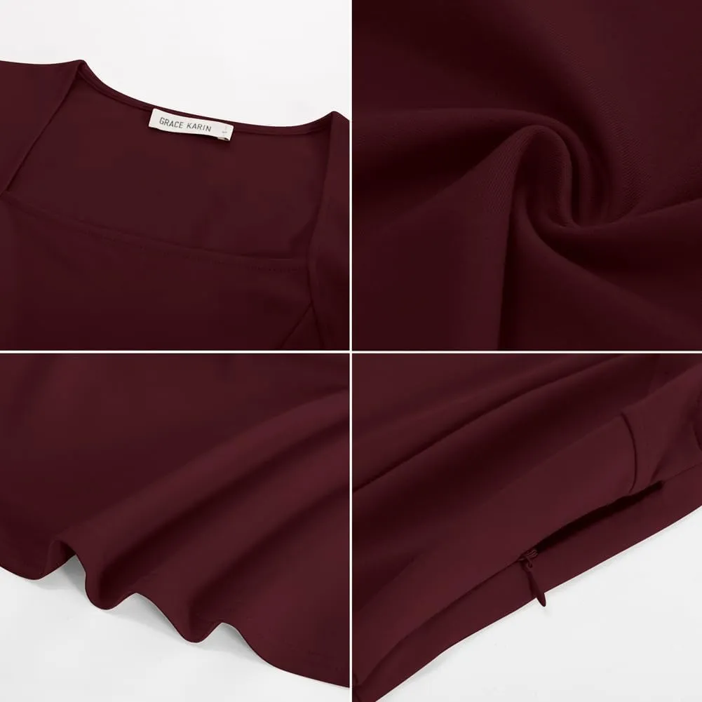 GRACE KARIN Peplum Tops for Women Sleeveless Square Neck Tank Top Summer Babydoll Shirts Business Casual Blouses