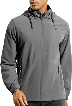 Haimont Mens Packable Windbreaker with Hood Lightweight Windproof Water Resistant Hooded Jacket for Running Hiking Travel