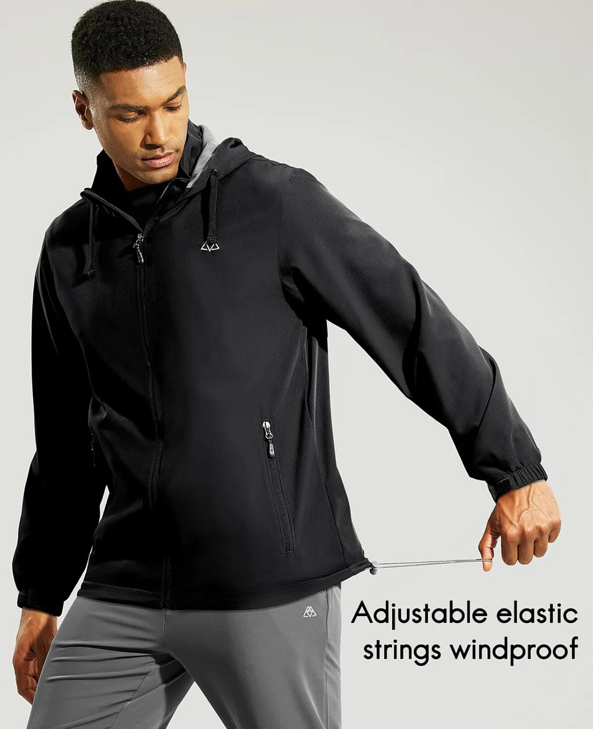 Haimont Mens Packable Windbreaker with Hood Lightweight Windproof Water Resistant Hooded Jacket for Running Hiking Travel