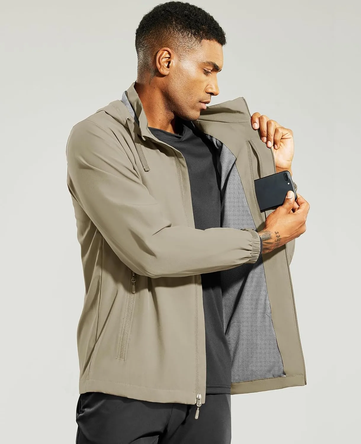 Haimont Mens Packable Windbreaker with Hood Lightweight Windproof Water Resistant Hooded Jacket for Running Hiking Travel