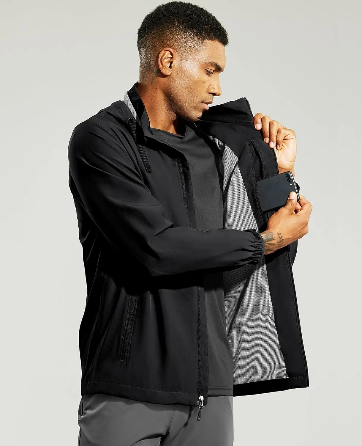 Haimont Mens Packable Windbreaker with Hood Lightweight Windproof Water Resistant Hooded Jacket for Running Hiking Travel
