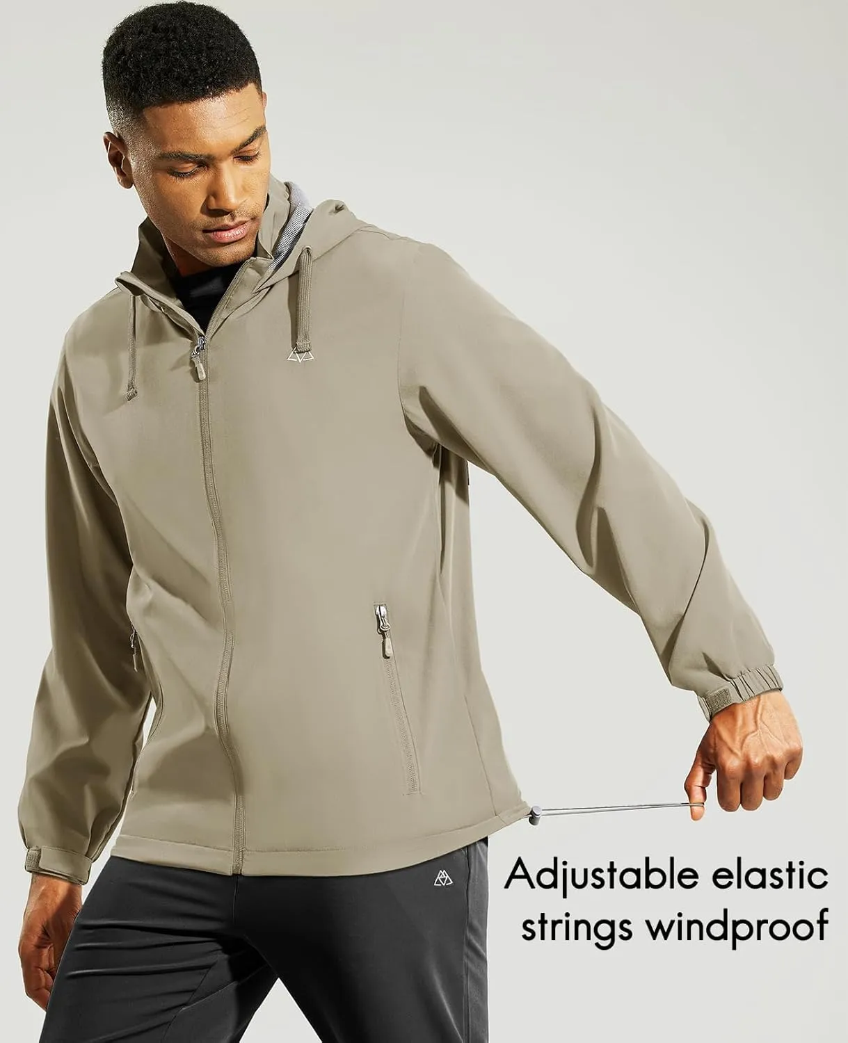 Haimont Mens Packable Windbreaker with Hood Lightweight Windproof Water Resistant Hooded Jacket for Running Hiking Travel