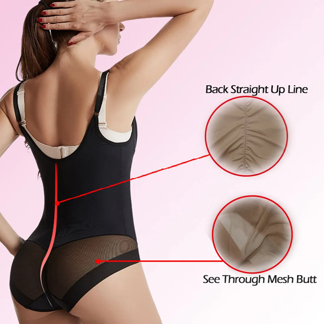 Hanerdun Women Female Open Bust Shapewear Bodysuit Tummy Control