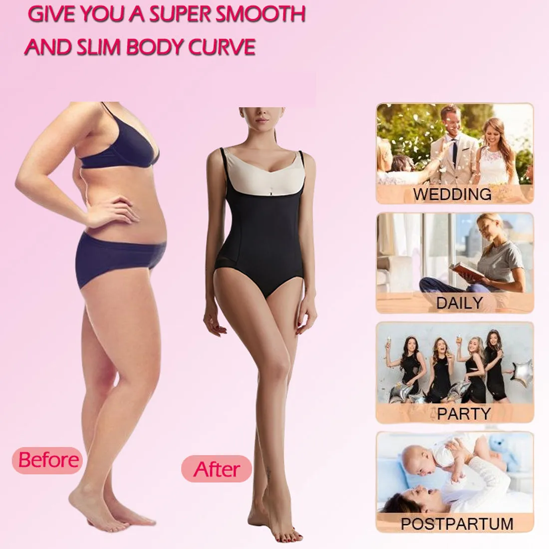 Hanerdun Women Female Open Bust Shapewear Bodysuit Tummy Control