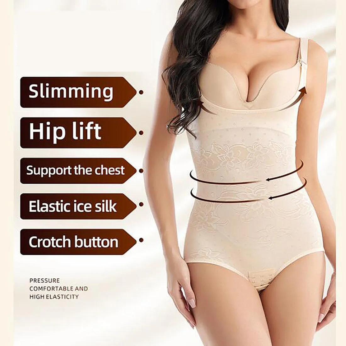 Hanerdun Women Tummy Control Shapewear Female Compression Bodysuit