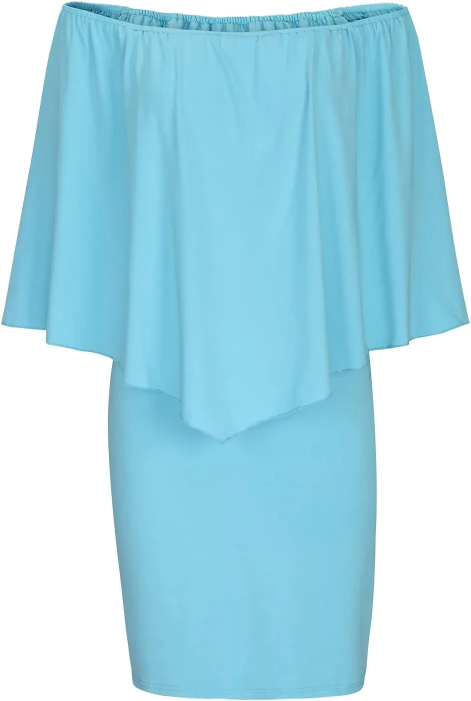HGps8w Women Off Shoulder Ruffles Bodycon Mini Dress Elegant Flowy Cape Ruched Formal Business Cocktail Party Dresses