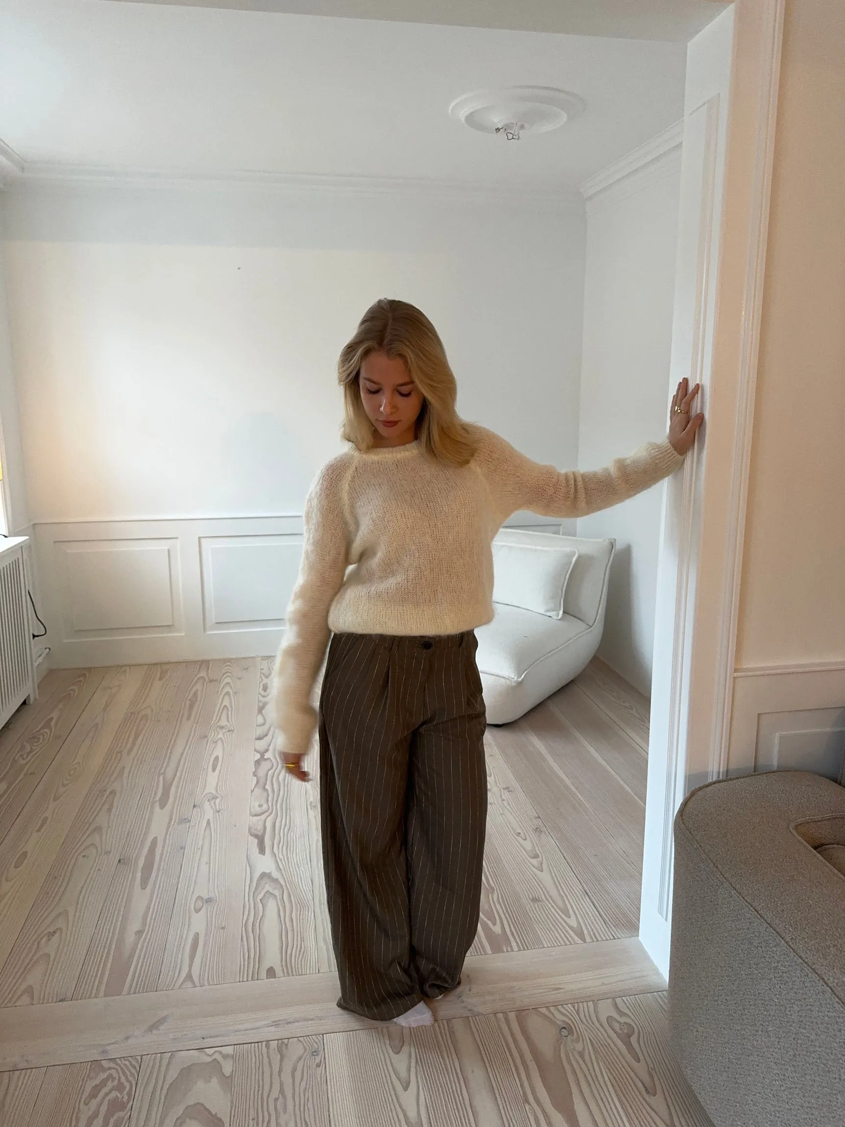 Holga pinstriped suit pants - Brown/white