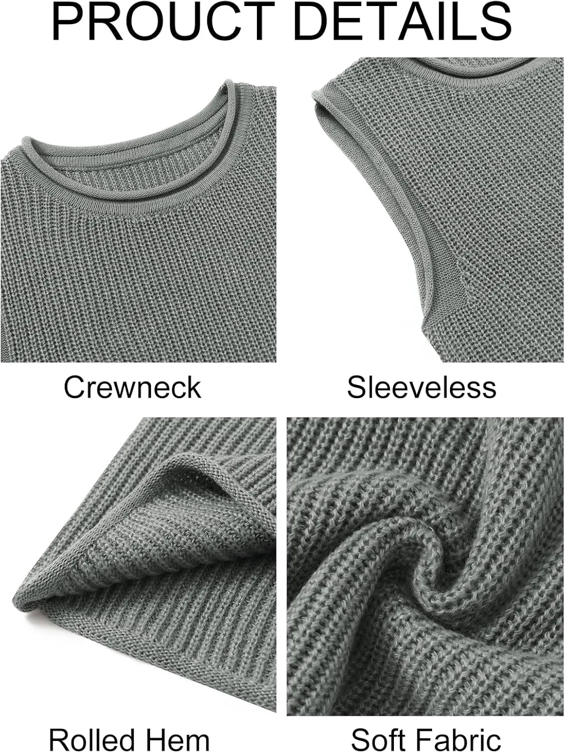 Imily Bela Womens Sleeveless Sweater Vest Casual Crewneck Loose Fit Knit Tank Tops Lightweight Trendy Summer Ribbed Pullover