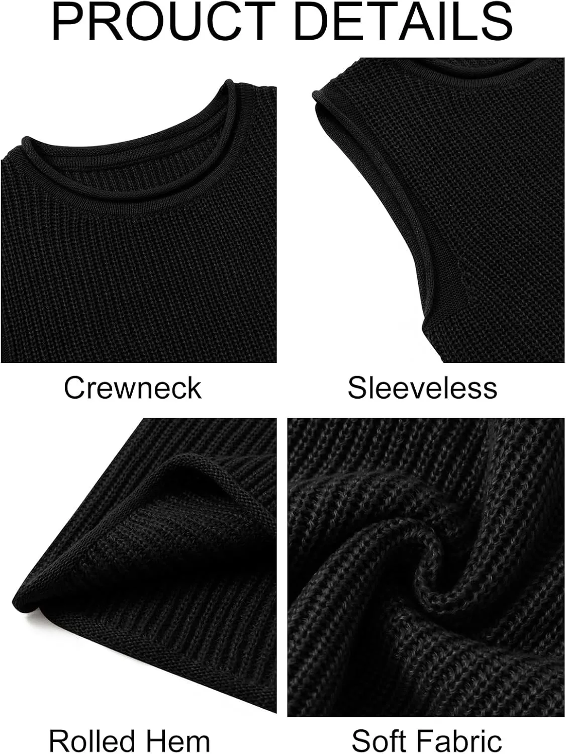 Imily Bela Womens Sleeveless Sweater Vest Casual Crewneck Loose Fit Knit Tank Tops Lightweight Trendy Summer Ribbed Pullover