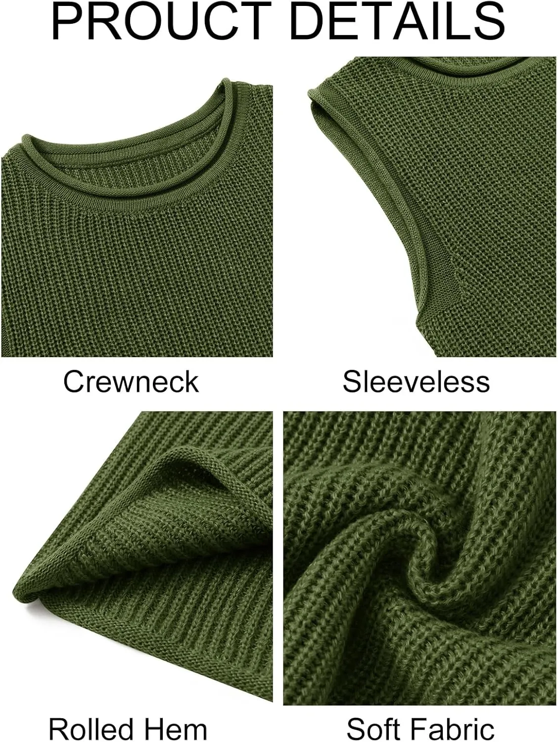 Imily Bela Womens Sleeveless Sweater Vest Casual Crewneck Loose Fit Knit Tank Tops Lightweight Trendy Summer Ribbed Pullover