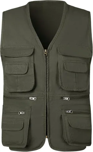 Jade Hare Men's Lightweight Fishing Safari Vest Travel Outdoor Work Sleeveless Jacket Cargo Vests Military Shooting Clothing
