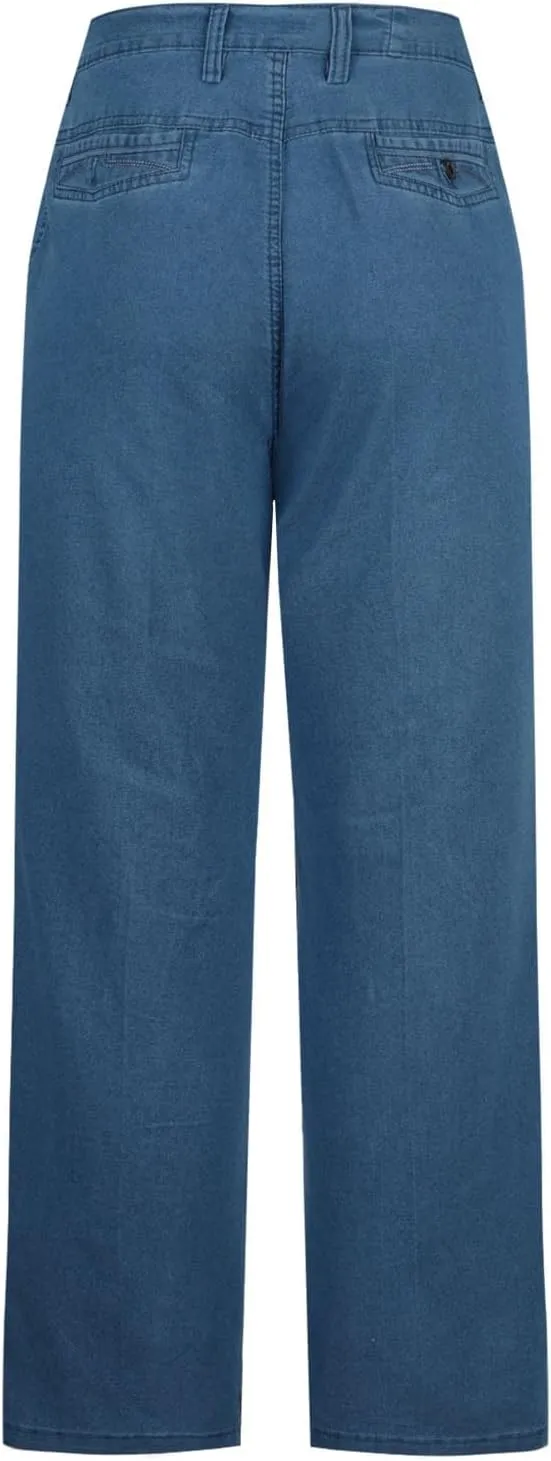 Jeans for Men Relaxed Fit High Waisted Stretch Thin Denim Pants Lightweight Comfy Casual Business Trouser with Pocket