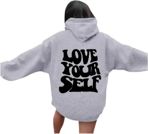 Jesus Loves You Christian Hoodies Women's Letter Graphic Casual Long Sleeve Drawstring Y2k Hoodie Fall Winter Sweatshirt