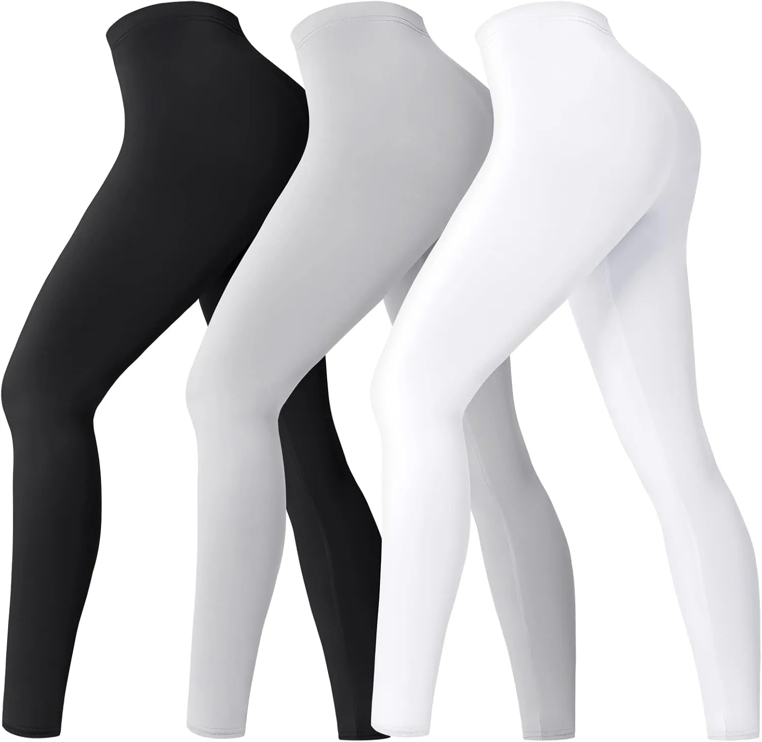 Jeyiour 3 Pairs Women Golf Sun Protection Stockings Cooling Golf Tights UV Protection Sports Leggings for Summer Golfing (Large)