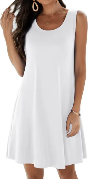 JollieLovin Women Summer Sundress Plus Size Tank Sleeveless T-Shirt Dress Beach Swing Loose Fit Casual