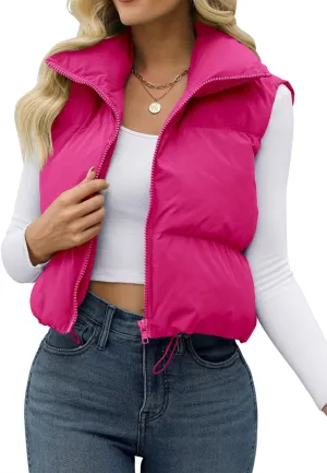 JZC Women's Crop Puffer Vest Lightweight Sleeveless Jacket 2024 Fashion Winter Outerwear Padded Gilet