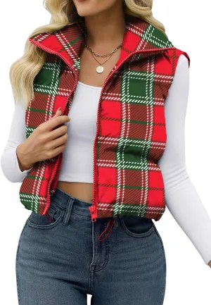JZC Women's Crop Puffer Vest Lightweight Sleeveless Jacket 2024 Fashion Winter Outerwear Padded Gilet