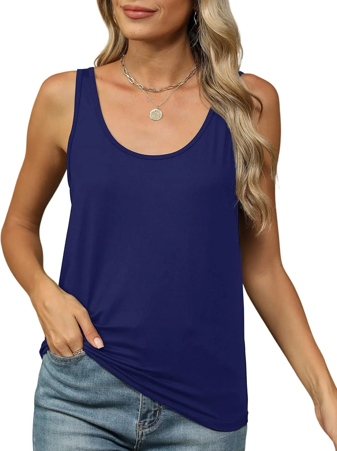 KevaMolly Basic Tank Top Woman UPF 50  Casual Soft Scoop Neck Sleeveless Classic Fit Tops 2025 Outfits Clothes