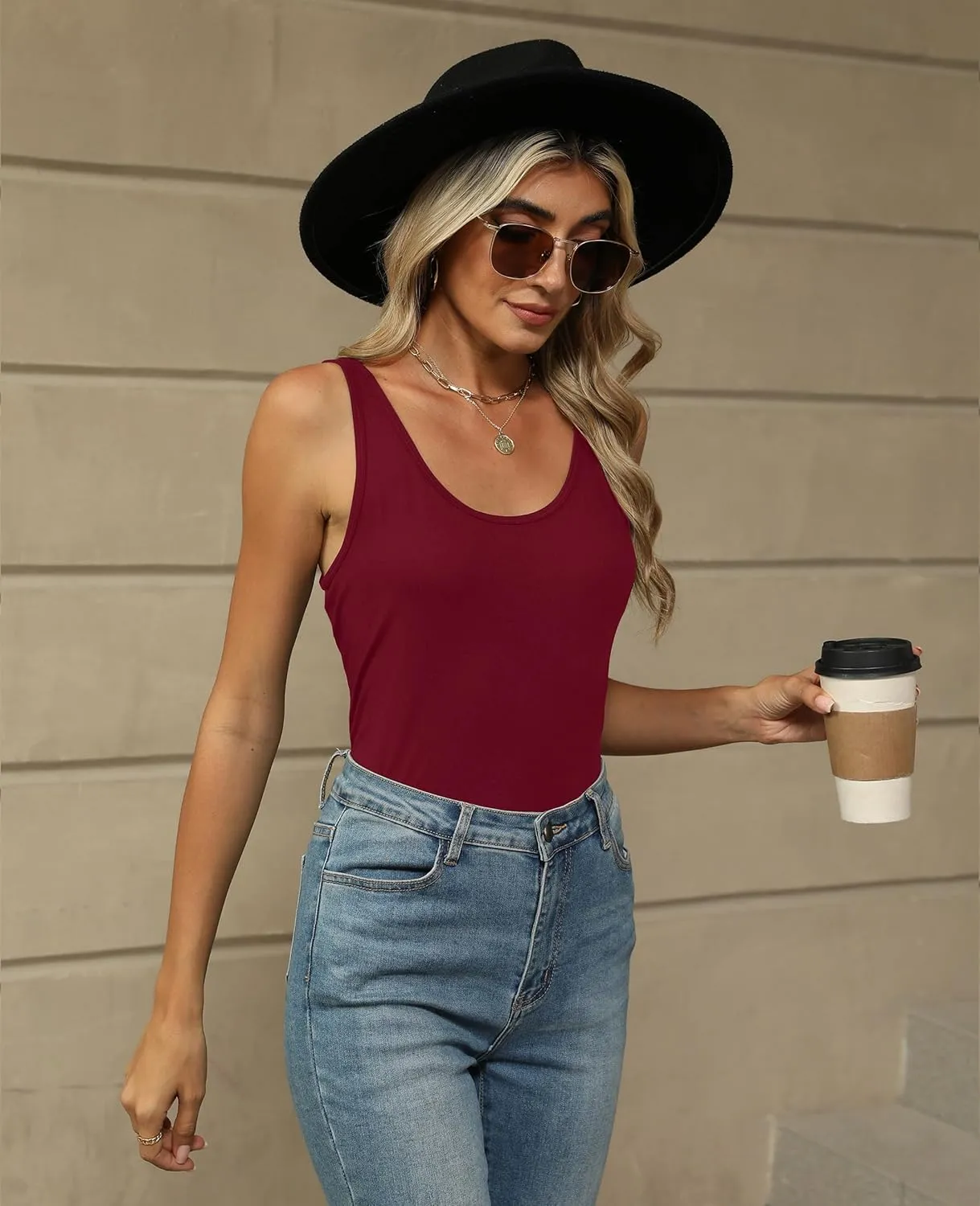 KevaMolly Basic Tank Top Woman UPF 50  Casual Soft Scoop Neck Sleeveless Classic Fit Tops 2025 Outfits Clothes