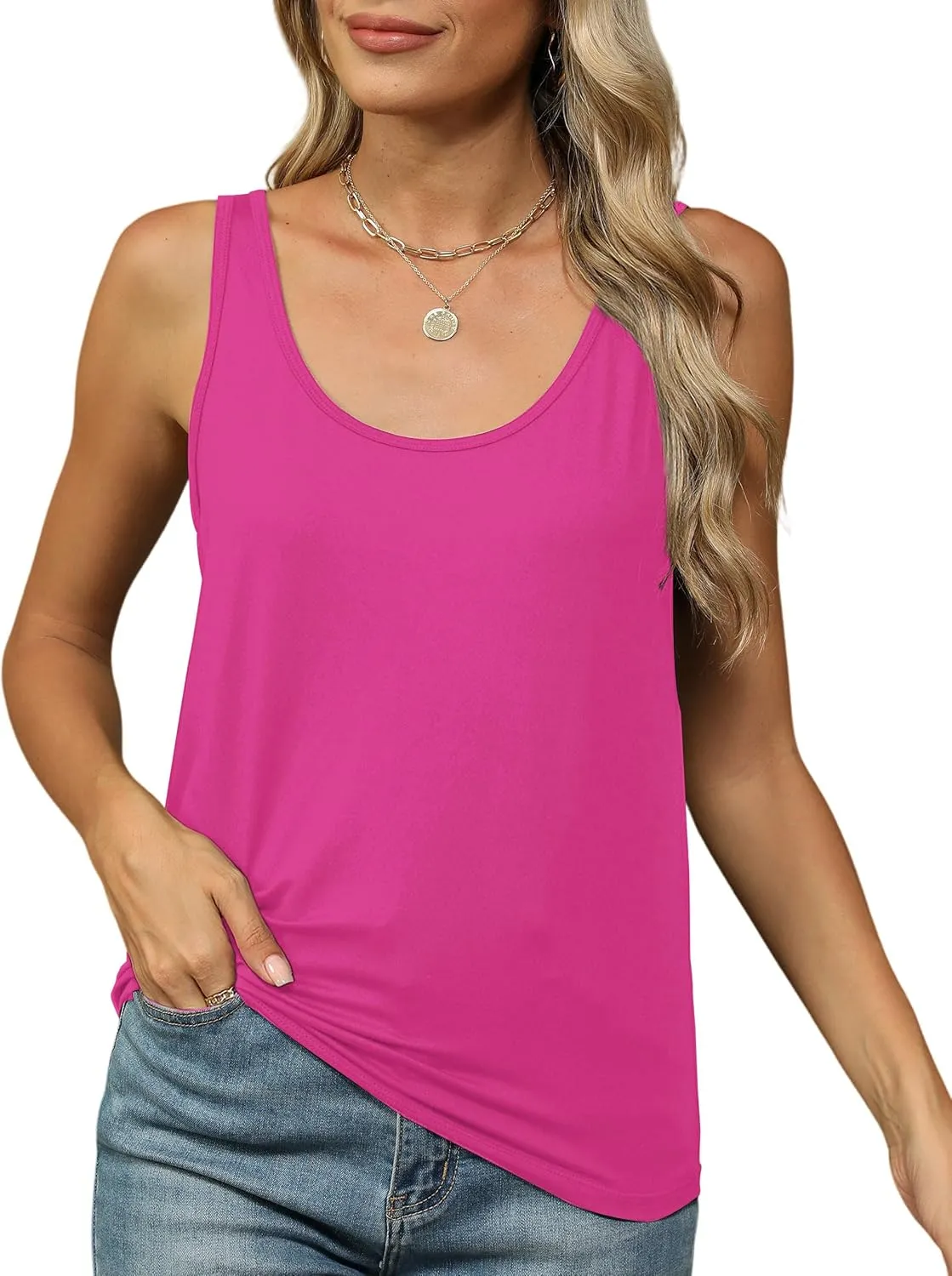 KevaMolly Basic Tank Top Woman UPF 50  Casual Soft Scoop Neck Sleeveless Classic Fit Tops 2025 Outfits Clothes