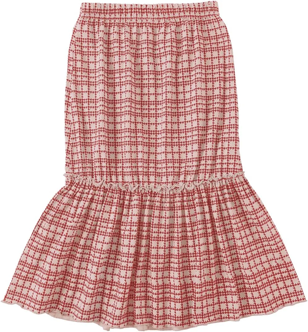 KIDNATION Girls Cotton Maxi Skirts Casual Ruffles Skirt with Pockets Soft Elastic Waist Skirt for Tutu Dance Sport 4-12 Years