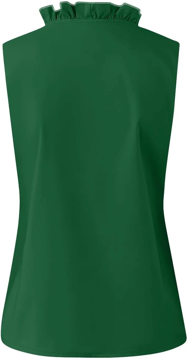 KIKX0DE Womens Sleeveless Ruffle Peplum Front Tank Tops Casual Summer V Neck Shirts