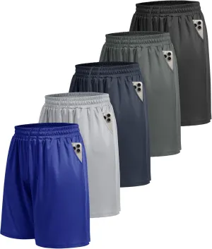 LalaHooK 5 Pack Gym Mens Shorts - Quick Dry Basketball Workout Athletic Shorts with Pockets for Running Casual Activewear