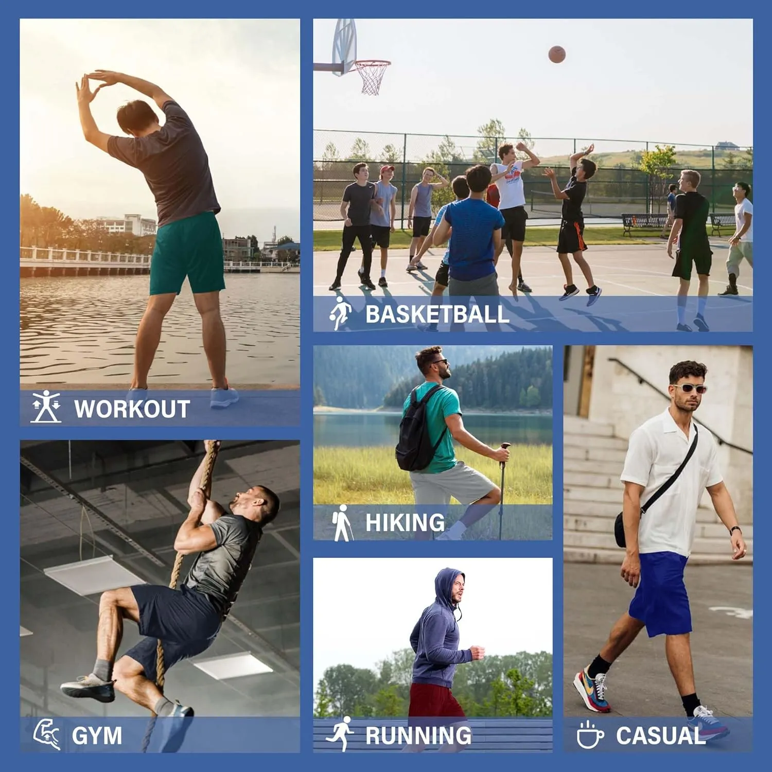 LalaHooK 5 Pack Gym Mens Shorts - Quick Dry Basketball Workout Athletic Shorts with Pockets for Running Casual Activewear