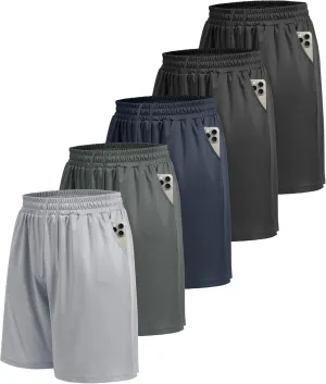 LalaHooK 5 Pack Gym Mens Shorts - Quick Dry Basketball Workout Athletic Shorts with Pockets for Running Casual Activewear