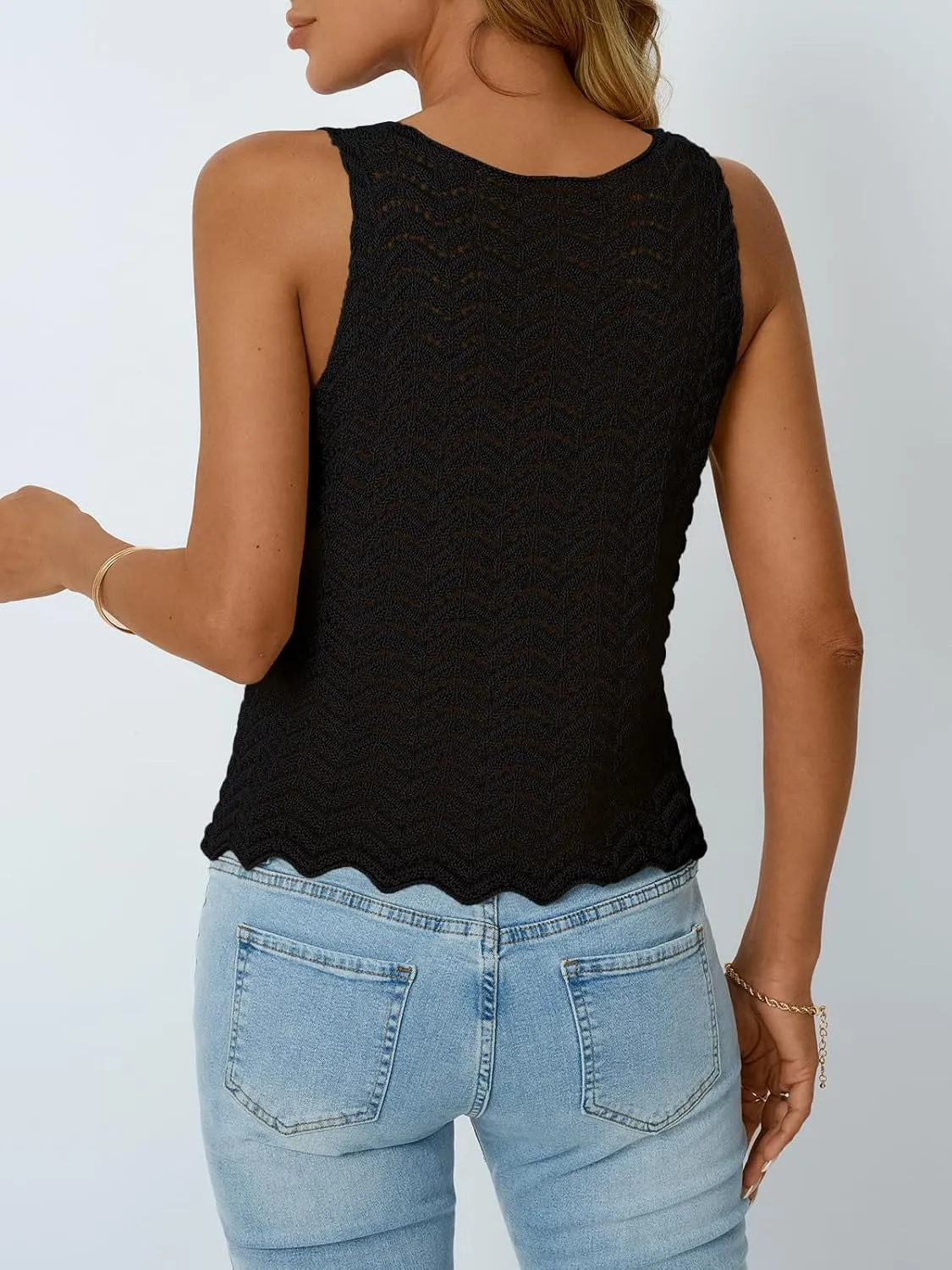 LILLUSORY Crochet Tops for Women Summer Vacation Outfits Beach Cover Up Going Out Tie Front Spring Sweater Vest 2025 Fashion
