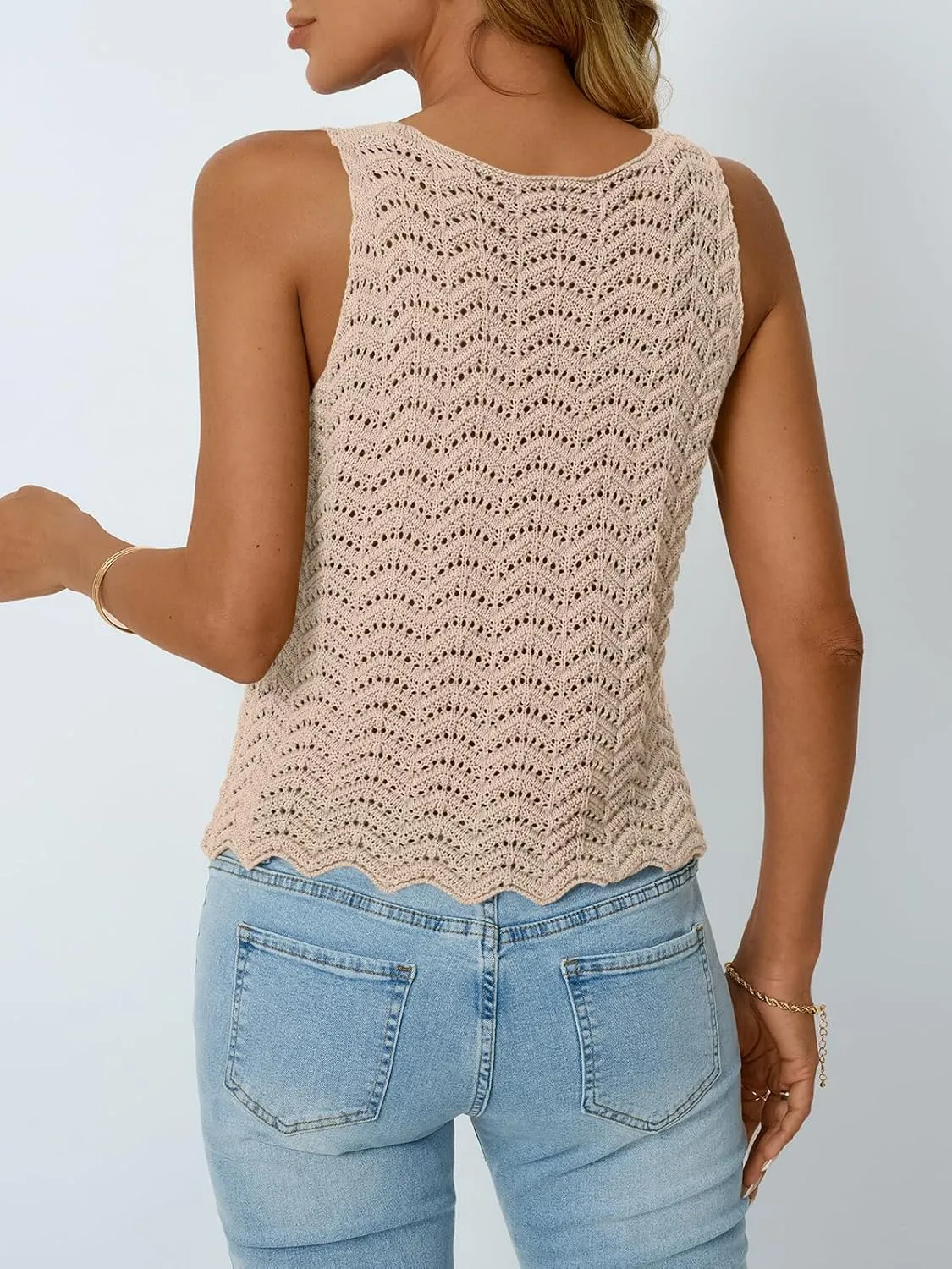 LILLUSORY Crochet Tops for Women Summer Vacation Outfits Beach Cover Up Going Out Tie Front Spring Sweater Vest 2025 Fashion