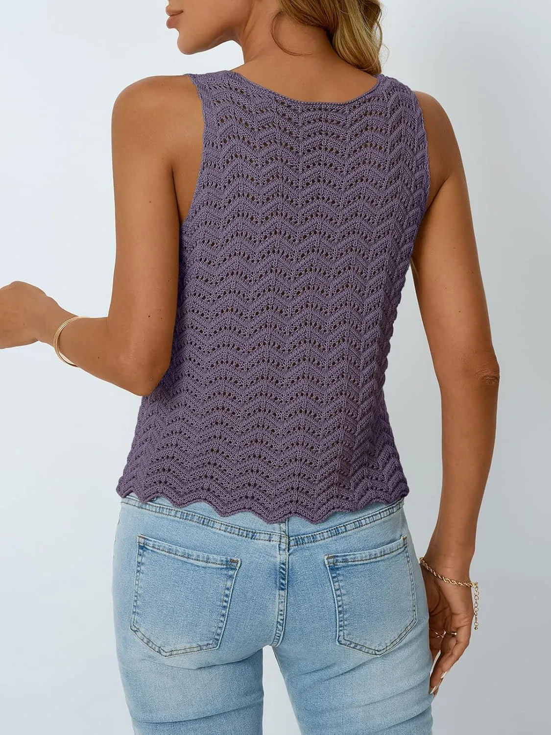 LILLUSORY Crochet Tops for Women Summer Vacation Outfits Beach Cover Up Going Out Tie Front Spring Sweater Vest 2025 Fashion