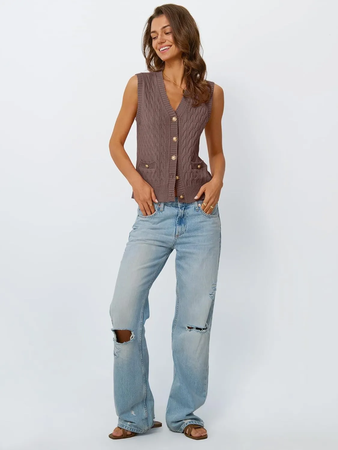 LILLUSORY Sweater Vest Women Fashion Casual Summer Outfits V Neck Cable Knit Spring Trendy Cropped Sleeveless Cute 2025