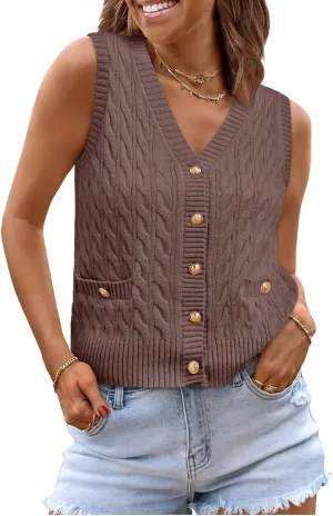 LILLUSORY Sweater Vest Women Fashion Casual Summer Outfits V Neck Cable Knit Spring Trendy Cropped Sleeveless Cute 2025